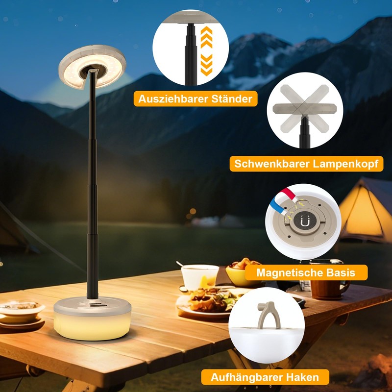 RISEMART Retractable Camping String Lights