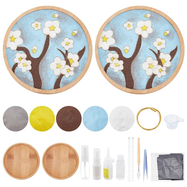 WEBEEDY 2 Sets DIY Filigree Enamels Kits Art Crafts,Wooden Flower