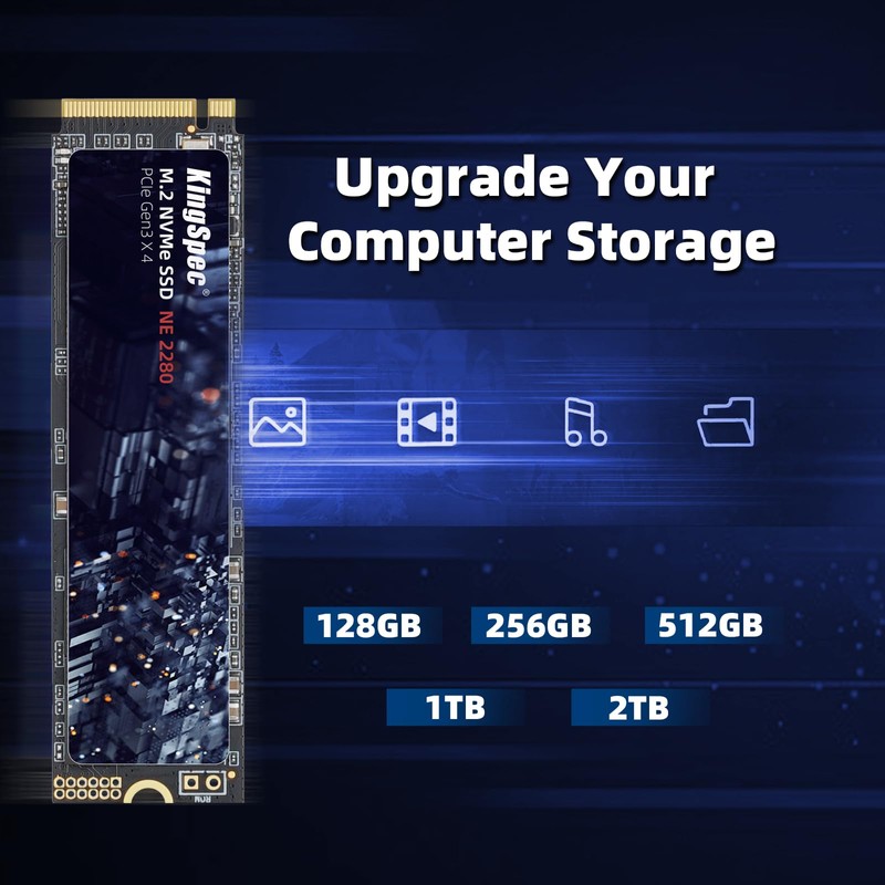 KingSpec SSD 512GB, M.2 NVMe Gen3x4 SSD 2280 - Up