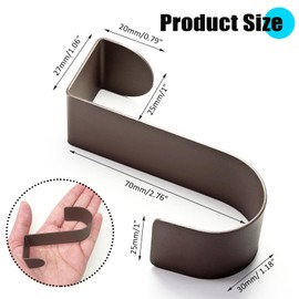 Biaungdo 6 Pcs Over The Cabinet Door Hooks, Brown Stainless Steel Hanger Hook Organizer Holder Back Door Hanger Single Hanging Hooks for Over The Door, Kitchen, Christmas, Wreath, Clothes