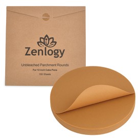 Zenlogy 12 Inch Parchment Paper Rounds (100 Sheets) - Unbleached, Pre-cut, High Heat, Round Liners - Fits 12 inch Round Cake Pans, Pizza Pans, and Air Fryer