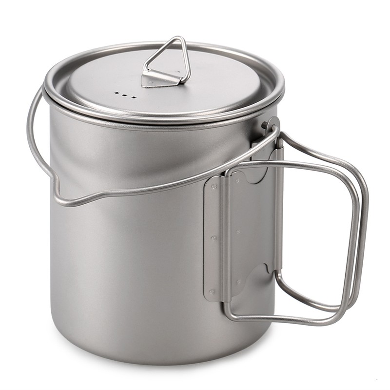 Lixada Lightweight Titanium 3 Pieces Set Titanium 750ml Pot 350ml