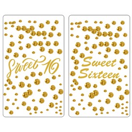 Gold 16th Birthday Miniatures Candy Bar Wrapper (Set of 60), Sweet 16 Mini Candy Bar Stickers, Sweet Sixteen Party Favors. Candy Not Included. Made in USA
