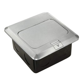 Pop Up Floor Electrical Outlet Kitchen Countertop Waterproof Sockets Pop Out Receptacle Stainless Steel Box Silver Cover with USB Chargers