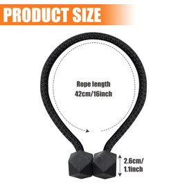 2 Pieces Magnetic Curtain Tiebacks, European Curtain Drapes Clips Rope Holdbacks Curtain Holder Buckles, Decorative Curtain Holdbacks, Ideal for Living Room and Bedroom,Black