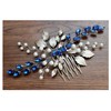 Chargances Blue Bridal Hair Comb Sapphire Blue Crystal Hair Comb