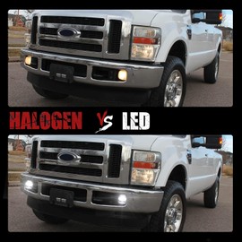 BUNKER INDUST LED Fog Light with Daytime Running Lights for 2008 2009 2010 Ford F250/F350/F450/F550 Super Duty, OEM Bumper Driving DRL Fog Lamp Assembly Kit