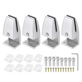 PATIKIL 1.7x1.3x3.6" Desk Divider Support Clamp, 4 Pcs Aluminum Desk Shield Clamp Desk Divider Partition Clamp Sneeze Guard Clamp Bracket for Office Home Desk Panel, Silver