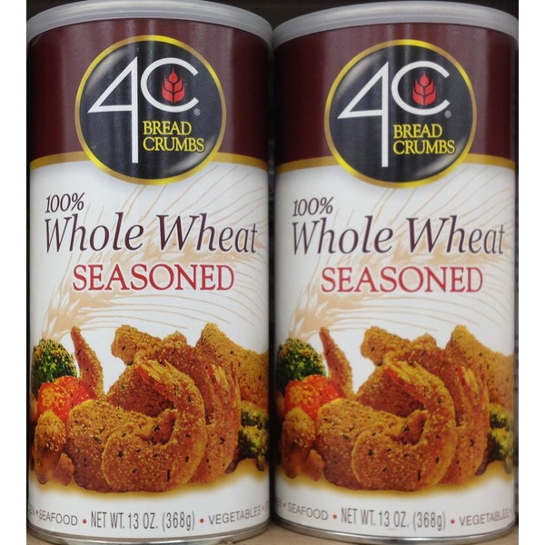 4C Premium Bread Crumbs, Whole Wheat Seasoned with Pecorino Romano Cheese, Flavorful Crispy Crunchy, Value Pack (Whole Wheat Seasoned, 13 Ounce (Pack of 4))