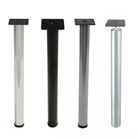 Häfele Hafele Table Legs Set of 4, 220 lbs Static Load Capacity Per Leg, Ø60 mm - Silver Aluminum, 34 1/2"