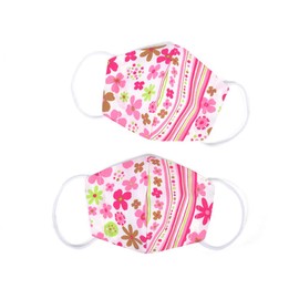 N5326462 Children's Mask, Girl, Antibacterial, Fabric, Elementary School Students, Pollen, Set of 2, Scandinavian Flower Park (Broadground/Pink), Colorful Candy Style