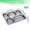 HOFURME 4 Pack Stainless Steel Divided Plates Rectangular Portion Control