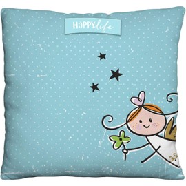 H:)PPY life Plüschkissen Motiv "Engel" | Zierkissen, 25 cm x 25 cm, 100% Polyester | Geschenk, Dekoartikel | 46148