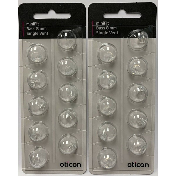 8mm Minifit Single Bass Domes (2 Pack) Replacement Domes for Oticon Hearing aids