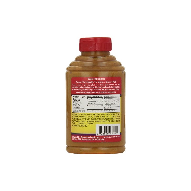 Beaver Sweet Hot Mustard, 13 Ounce Squeeze Bottle (Pack of
