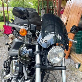 Lorababer Motor Windshield Windscreen Wind Deflector Spoil Fairing Screen Shield Protector Compatible with H-arley Dyna Softail Fat Bob FXDF Wide Glide FXDWG FXDB Street Bob 2006-2019 (Smoke)