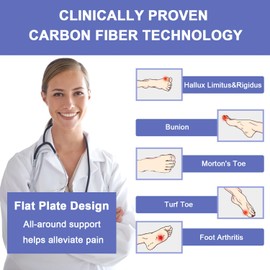 Carbon Fiber Insole, 1 Pair Rigid Shoe Insert for Men & Women Recovery of Arthritis, Turf Toe, Morton's Extension, Hallux Rigidus Insole Support (8.46"-215mm-Men's 5-5.5/Women's 6-6.5)