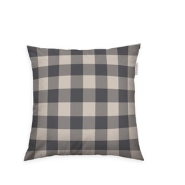 Herding Tom Tailor Flannel Cushion Cover, 40 x 40 cm, 100% Cotton/Flannel, with Reversible Motif and Coloured Brand Zip, Classic Check Grey, Beige (Anthracite & Sunny Sand)