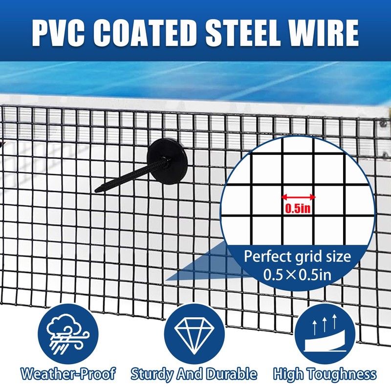 Moyios 6in x 120ft Solar Panel Bird Mesh Black PVC