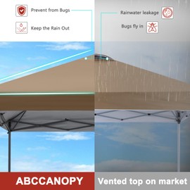 ABCCANOPY Pop Up Canopy - 10x10 Outdoor Patio Portable Canopy Tent with 4 Weight Bags (Khaki)