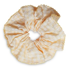 Scrunchie XXL, elastico per capelli con bordo ondulato, morbido e confortevole, grande elastico per capelli, 16 cm, elastico per coda di cavallo, da donna, per capelli spessi e lunghi (giallo)