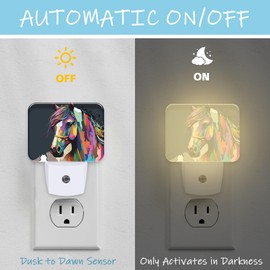 AKKAVNIA Abstract Horse Night Light Plug-in Wall Decorative Night Lamp with Dusk to Dawn Sensor Led Night Light Bedroom Kitchen Hallway Stairs Wall Lamp