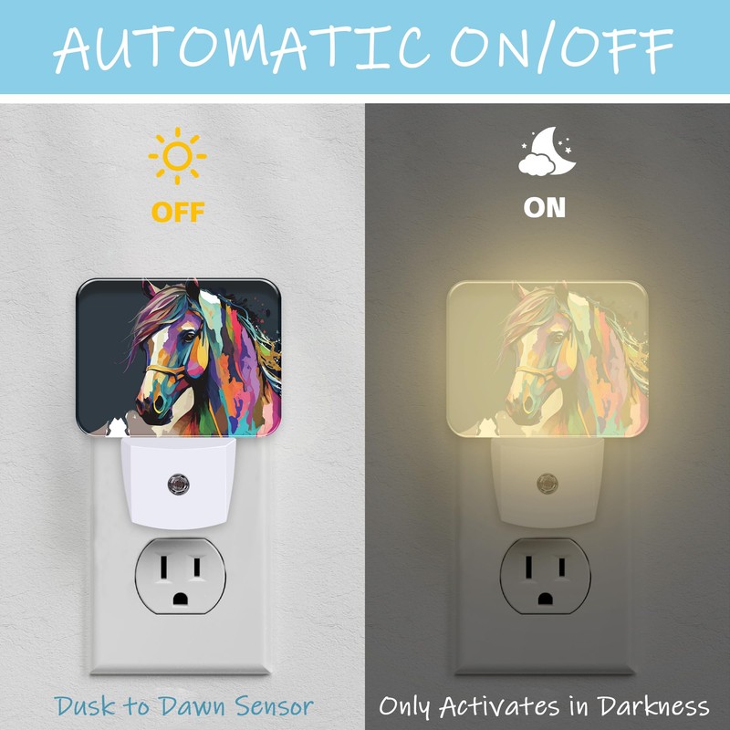 AKKAVNIA Abstract Horse Night Light Plug-in Wall Decorative Night Lamp