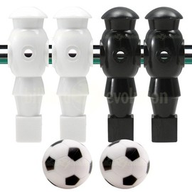 Billiard Evolution 4 White and Black Robotic Foosball Men and 2 Soccer Balls