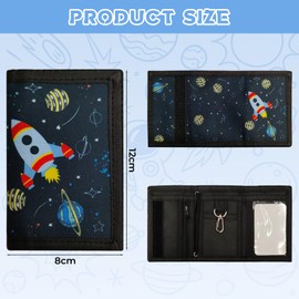 CXNXFD Kids Space Rocket Planet Design Coin Purse Neck Pouch Keychain Navy Blue