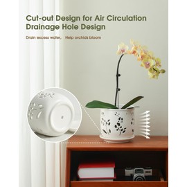 Fayoula Orchid Pot, 6.5 inch Large Orchid Pots with Holes for Healthy Growth and Easy Repotting, Premium Ceramic Orchid Planter for Indoor and Outdoor Use, (Note : Plant Not Included)