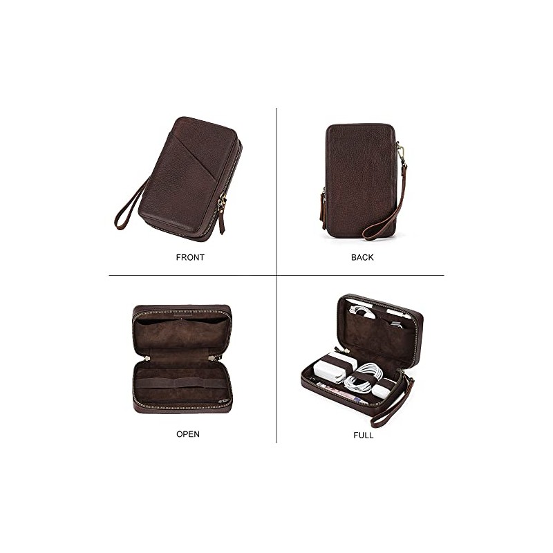 CONTACT'S Estuche para cables de piel, organizador de cables para
