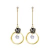 Black Enamel Camellia Earrings for Women Flower AAA Cubic Zirconia
