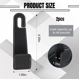 Hovom 2PCS Car Seat Headrest Hooks, Leather Purse Hook for Cars, Auto Hanger Holder Hook for Grocery Bag Handbag Coat Umbrella, Vehicle Seat Storage Organizer, Car Accessories (Black)