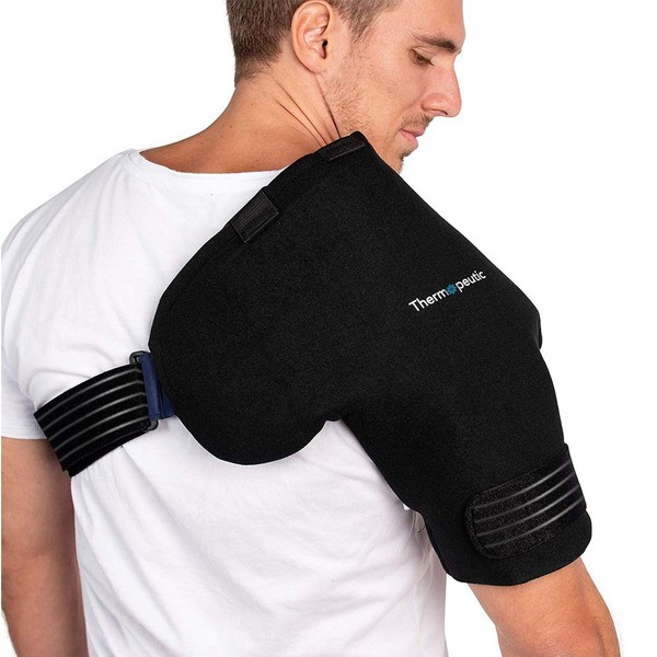Thermopeutic Shoulder Compression Ice Cold Gel Wrap for Shoulder Injuries (Medium to Large Frame Fit) - Rotator Cuff, Rheumatoid Arthritis, Bursitis, Osteoarthritis,Tendinitis, AC Joint Pain Relief