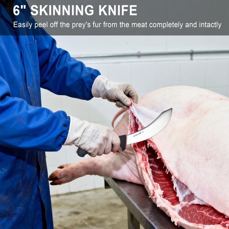 HALSENX Professional 6 Inch Skinning Knife - Non-Slip SoftGrip Handle