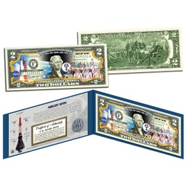 Mercury 7 Astronauts NASA Original 7 Uncirculated Two Dollar Bill Special Edition Collectible Display Holder and Certificate