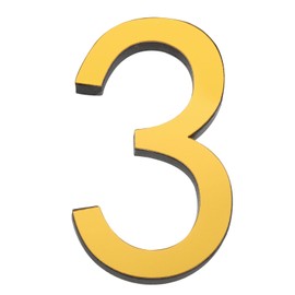 MECCANIXITY 3 inch 3 House Mailbox Number Stickers 3D Street Address Number Self Adhesive Decal Number for Home Office Apartment, Gold