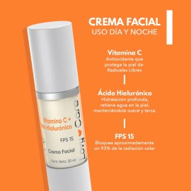 LOVY CARE Crema Facial con Vitamina C + Ácido Hialurónico, 30 ml, pH 5.5, Hidratación y Luminosidad para tu Piel