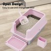 RIZZARI Large Cat Litter Box: Pink Semi-Closed Stainless Steel Litter