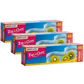 Plastimade Zip'n'Close Disposable Plastic Resealable Storage Bags, 1 Gallon Size, 120 Bags, Great For Home, Office, Vacation, Traveling, Sandwich, Fruits, Nuts, Cookies, Or Any Storage Needs (3 Packs)