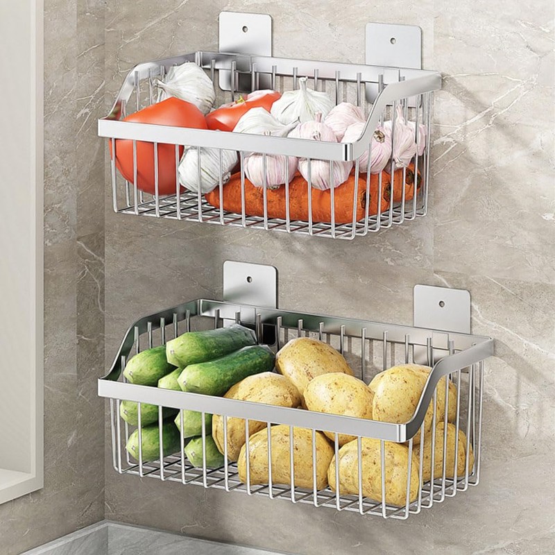 2 Set Fruit Basket for Kitchen, Pantry Kitchen Organizers and