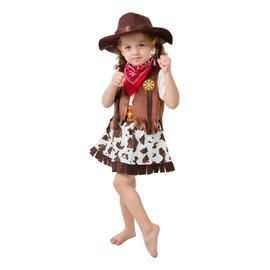 LXKIKMM Kids Cowgirl Costume Outfit Western Themed Cosplay Denim Skirt and Vest Set 5-6 Years