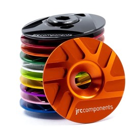 JRC Components Ahead Stem Top Cap Pathway Design | Lightweight 6061-T6 Aluminum Top Cap | Compatible with Road, Gravel & Mountain 1-1/8" Threadless Steerers (Orange)