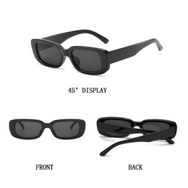 MIDEJACY Rectangle Sunglasses for Women Men Trendy Fashion Retro, 90s Y2K Vintage Narrow Square Frame Sunglasses Cool