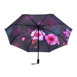 KCKEYS Floral Folding Umbrella, Double Layer Windproof, Travel Umbrellas for Rain,Anti Sun, Natural Scenery,Strong Frame Portable Umbrellas(Cherry Blossoms)
