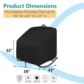 Oslimea Outdoor Patio Papasan Rocking Chair Cover Waterproof Fits Indoor Papasan Chair & Rattan Wicker Lounge Chairs (Black-1pcs, 39" W x 43" D x 32" H)