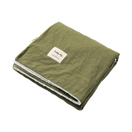 Sunday Hug Baby Blanket, 100% Cotton Face, Back 100% Polyester Short Fur Boa, Reversible 29.5 x 39.4 inches (75 x 100 cm), Olive Green