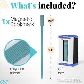 Superior Essentials Planner Magnetic Bookmark - Genuine Leather, Single Long Ribbon Bible Bookmark for Book Lovers - Amplify Your Love for Books with Our Elegant Ribbon Page Marker (1PC, Aqua Blue)