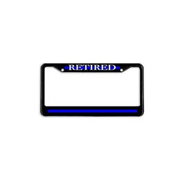 LOHIGHH Retired Thin Blue Line Police Support Blue Lives License Plate Frame Holder Black