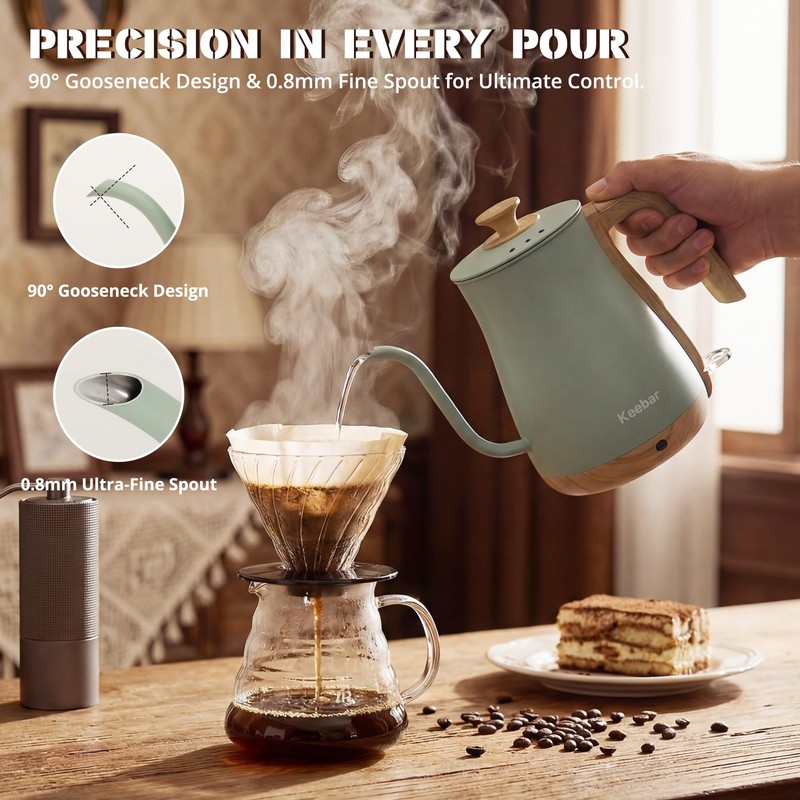 Keebar Gooseneck Electric Kettle, 0.8 L, 1000 W, Auto Shut-Off,